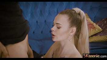 Sexy girl lets son's friend play with her small tits and wet pussy