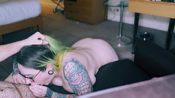 Drooling gagging sloppy blowjob with facial cumshot