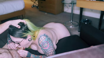 Drooling gagging sloppy blowjob with facial cumshot