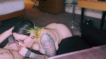 Drooling gagging sloppy blowjob with facial cumshot