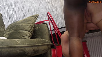 Busty brunette bbw milf gets fucked by her black lover in the ass while husband films