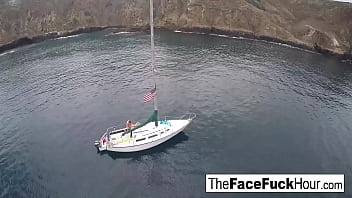 Hot blonde gets face banged hard