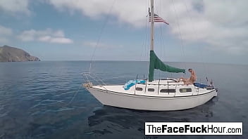 Hot blonde gets face banged hard