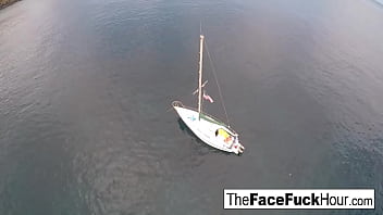 Hot blonde gets face banged hard