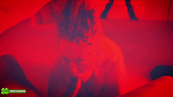 Lucky gurl kween bunny b red light special pov blowjob and throat fucking a bbc