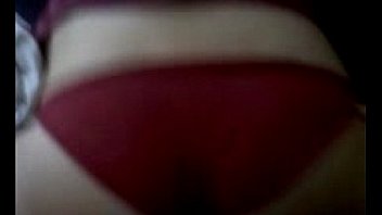 Fucking her red silky panties and cumming on them