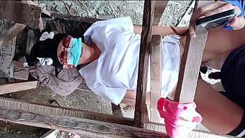 Company nurse construction labor playing in construction site