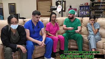 Male nurse sneaks into exam room on break to masturbate on exam table on guysgonegynocom