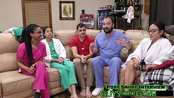 Male nurse sneaks into exam room on break to masturbate on exam table on guysgonegynocom