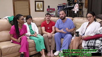 Male nurse sneaks into exam room on break to masturbate on exam table on guysgonegynocom