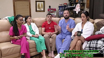 Male nurse sneaks into exam room on break to masturbate on exam table on guysgonegynocom