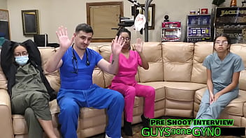 Male nurse sneaks into exam room on break to masturbate on exam table on guysgonegynocom