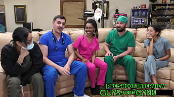 Male nurse sneaks into exam room on break to masturbate on exam table on guysgonegynocom