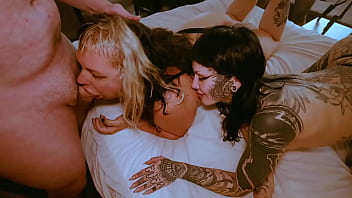 Four on two orgy ends with messy facials