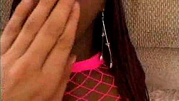 Amazing pov ebony in pink fishnet