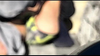 Blurry sketchy stretching and strip outside in underwear in the mild winter