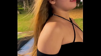 She is so sexy in denim mini dress