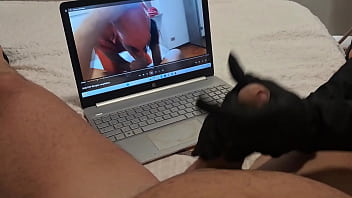 Preview milf handjob jerks off a big cock until he cums on her gloves pov