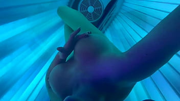 Masturbate and nipples play in sunbathing area studio