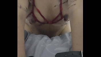 Leashed asian drilled hard