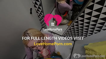 Blondie with glasses sucks my cock good