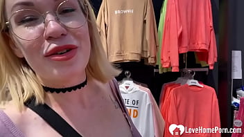 Blondie with glasses sucks my cock good