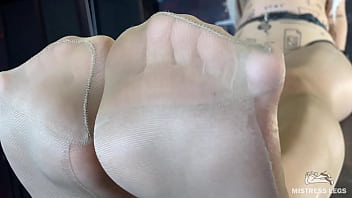 Rubbing my nylon feet against each other right above your face