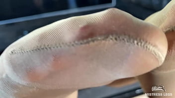 Rubbing my nylon feet against each other right above your face