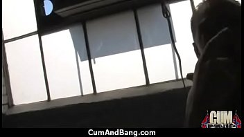 Ebony chick fucked hard in group sex action 4