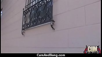 Ebony chick fucked hard in group sex action 4