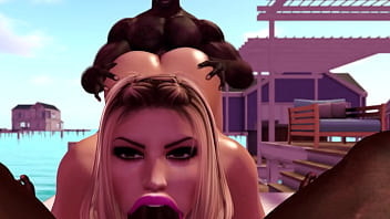 Holly werks 2 bbc's on the beach