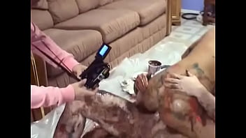 Hairy dude covers crystal frost in chocolate and fucks her on the floor in various positions