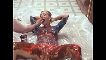 Hairy dude covers crystal frost in chocolate and fucks her on the floor in various positions Hairy dude covers crystal frost in chocolate and fucks her on the floor in various positions
