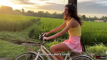 Cute teen 18 y o learns to ride a bike and a stranger's hard cock creampie