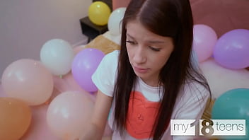 My18teens skinny girl with small tits blows up balloons and fucks herself with a dildo My18teens skinny girl with small tits blows up balloons and fucks herself with a dildo