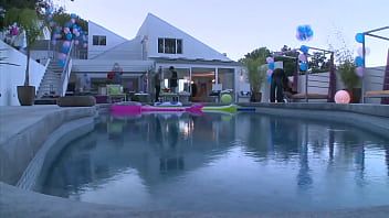 Blonde with big tits and a shaved pussy gets plowed from behind