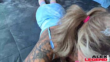 Slutty blonde misty meanor rides her pop's big dick bareback