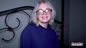 Silver blonde coed annie archer sucks a cock and gets her wet pussy fucked