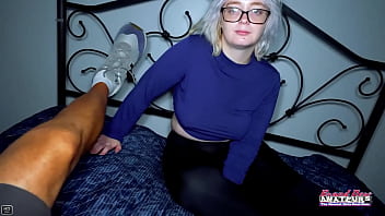 Silver blonde coed annie archer sucks a cock and gets her wet pussy fucked