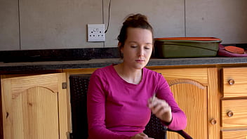 Sexy brunette smoking outside – two scenes