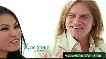 Hot asian masseuse gives pleasure with her tits in nuru massage 10