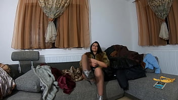 Milfycalla masturbating while wearing fur coats shiny clothes and long jackets preview