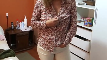 I love showing off my tits so my stepson's friends can jerk off and cum