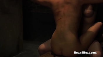 Sexy busty big butt lesbian slaves moaning from whip and domination