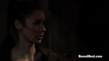 Sexy busty big butt lesbian slaves moaning from whip and domination