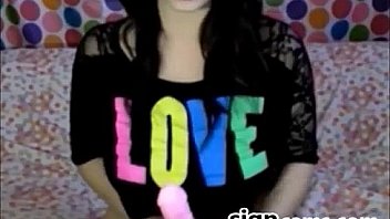 Chubby teen in coloured panties fingering