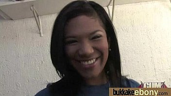 Hot ebony chick in interracial gangbang 6