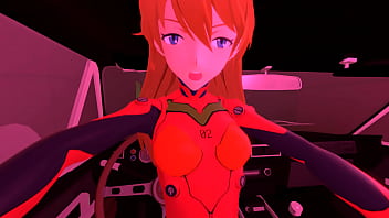In the car with asuka