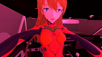In the car with asuka
