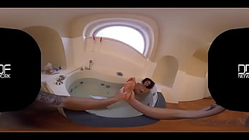 Intimate taking slim babe gives pov footjob